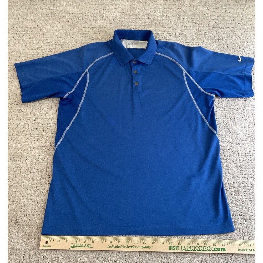 Nike Golf Polo Shirt Men's Size Large Blue Dri Fit Athletic Moisture Wick Sport